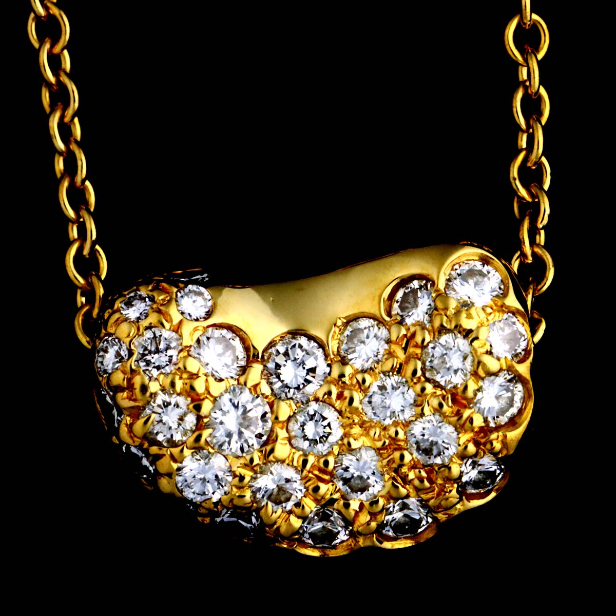 Bean Diamond Necklace 18K Yellow Gold 750