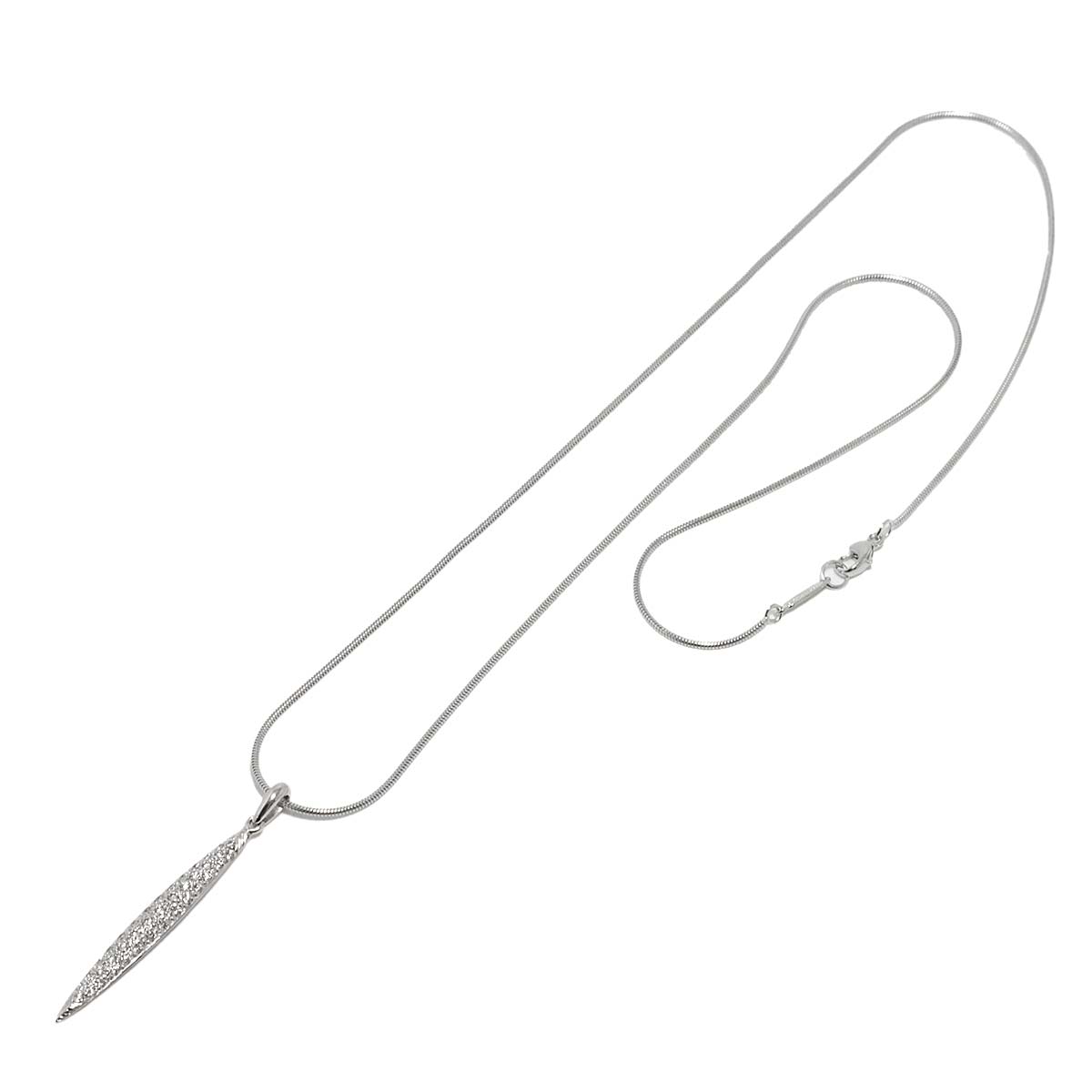 Feather Diamond Necklace 18K WG White Gold 750