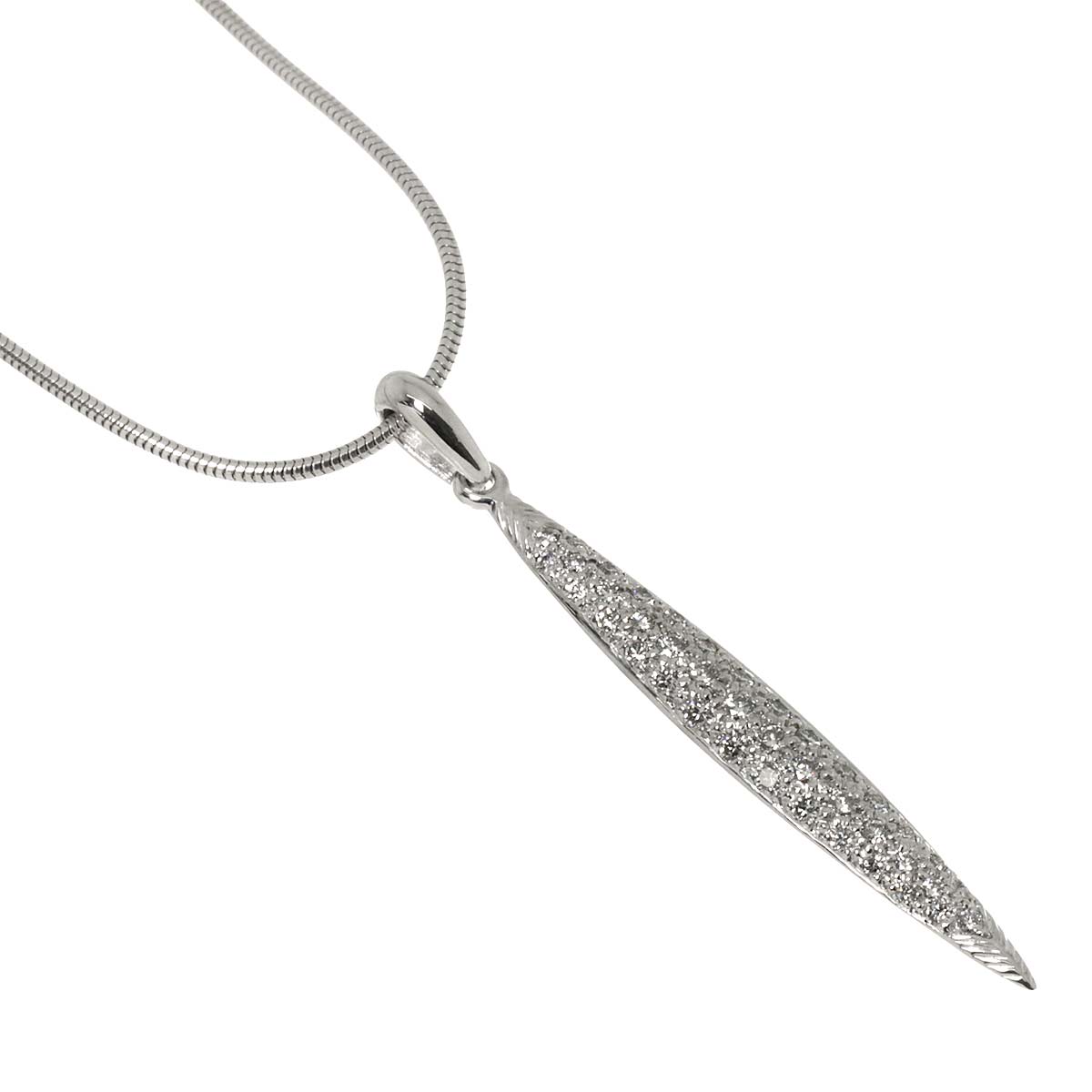 Feather Diamond Necklace 18K WG White Gold 750