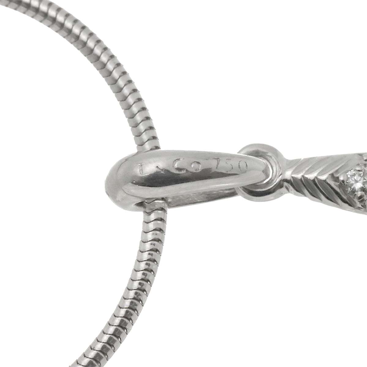 Feather Diamond Necklace 18K WG White Gold 750
