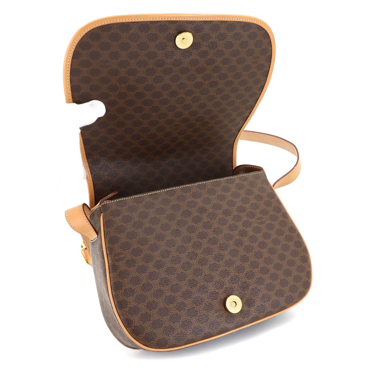 Macadam Shoulder Bag Leather PVC Brown Vintage Purse