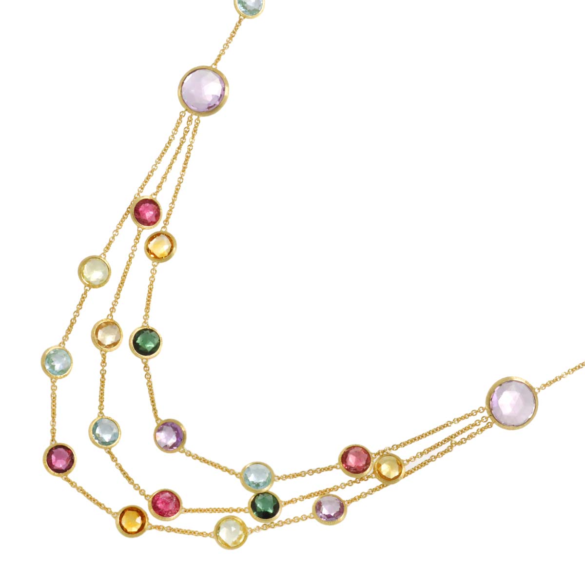 Multi Stone Necklace 18K Yellow Gold 750