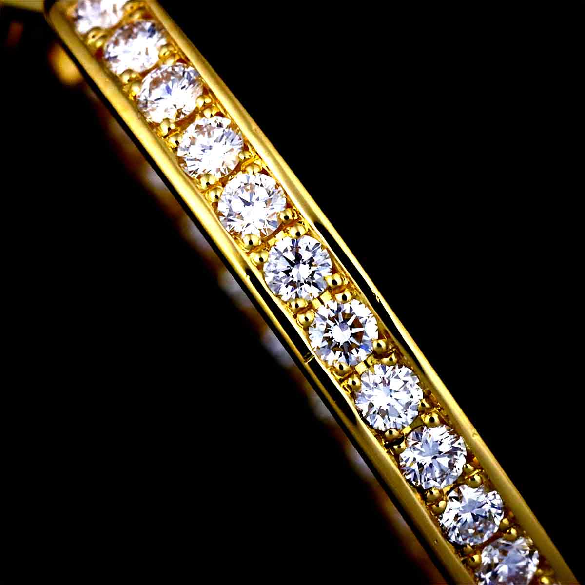 Classic Diamond Hoop Earrings Pierced 18K YG 750