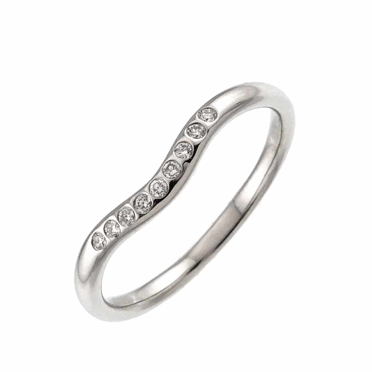 Curved Band Diamond Ring Platinum size7.25(US)