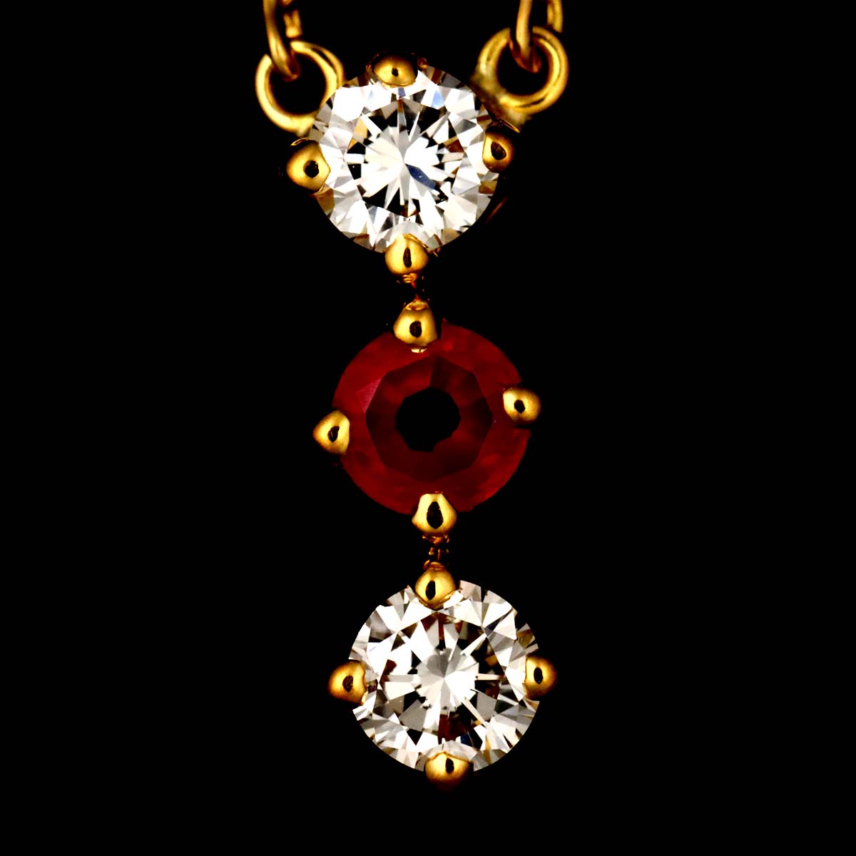 Ruby Diamond Necklace 18K YG 750