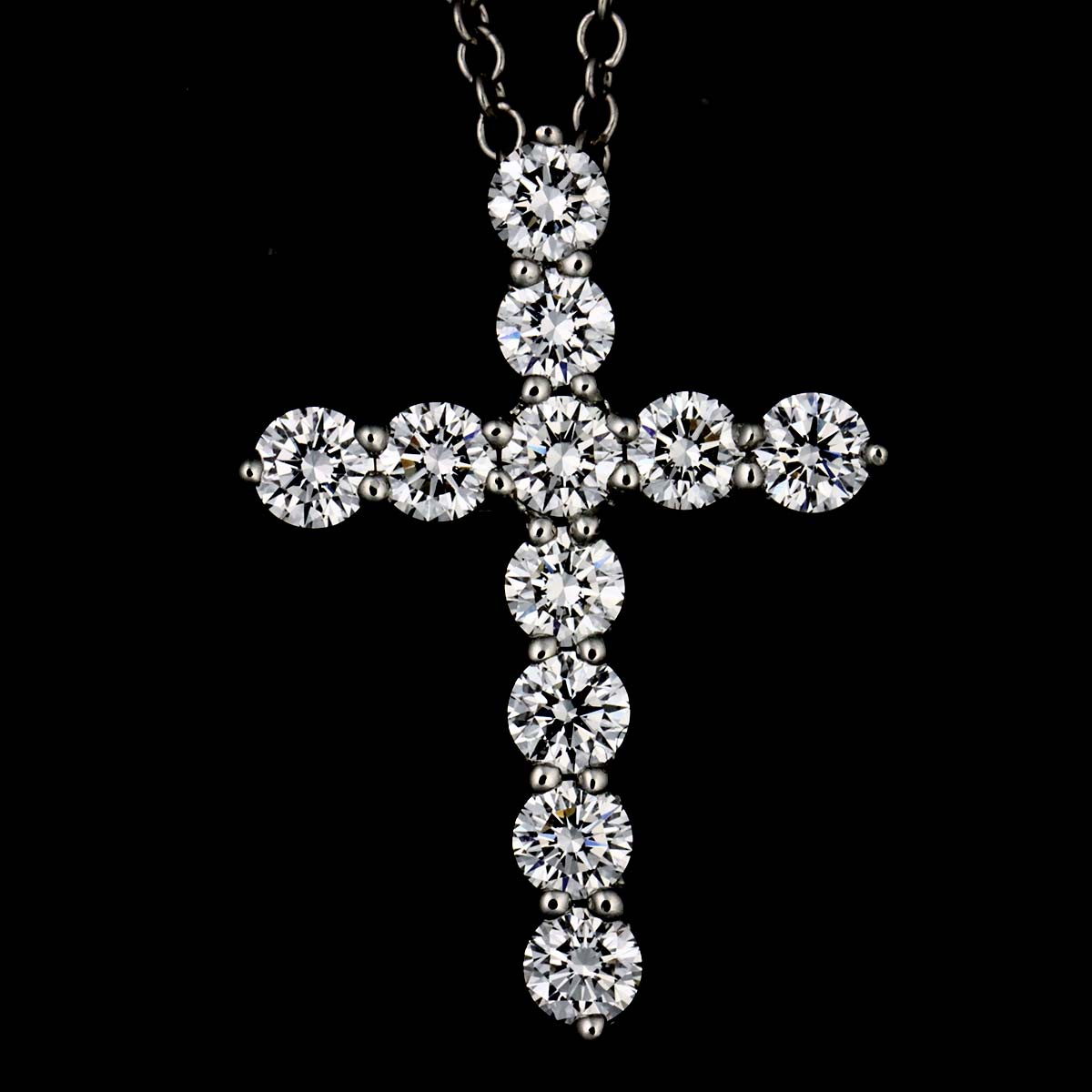 Small Cross Diamond Necklace Platinum