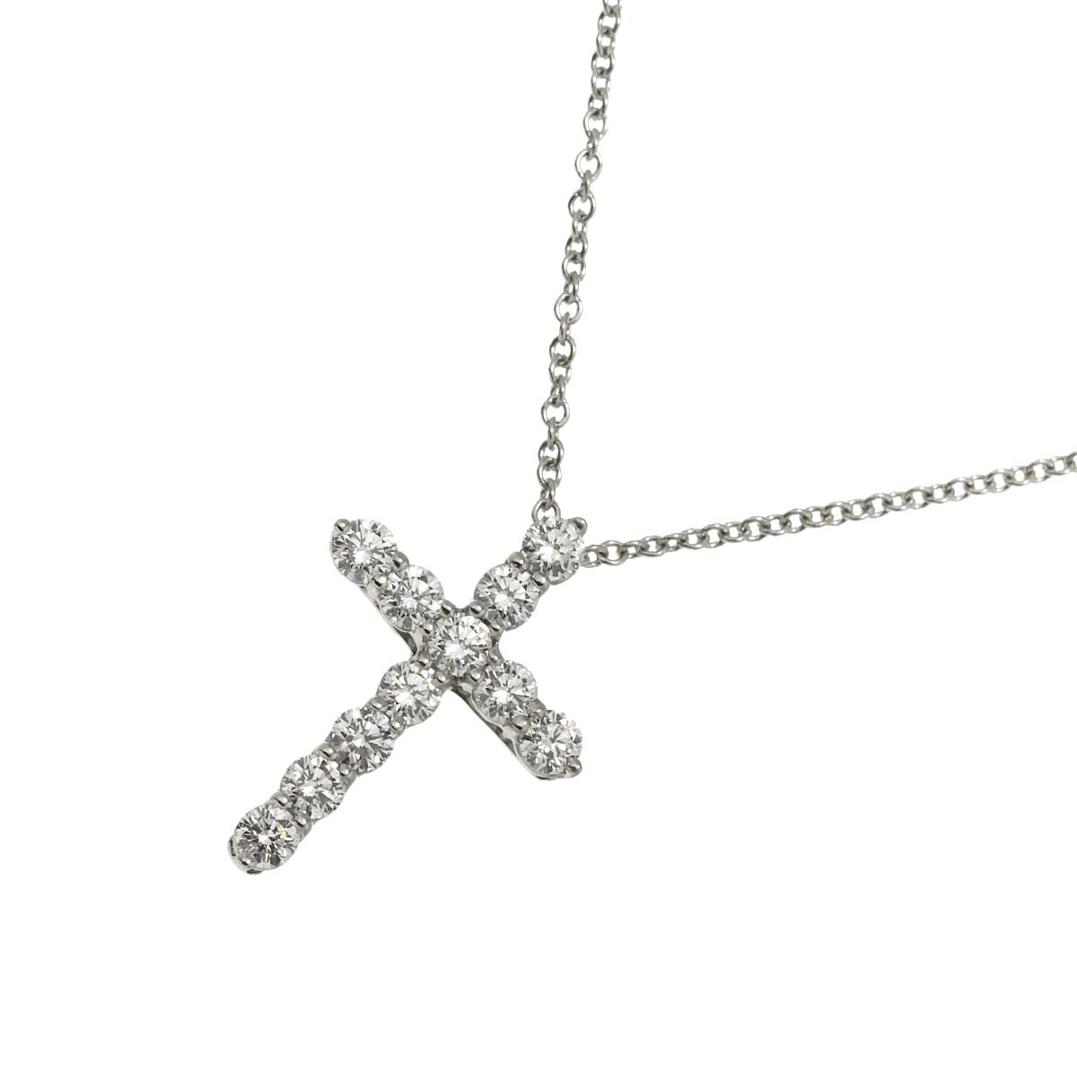 Small Cross Diamond Necklace Platinum