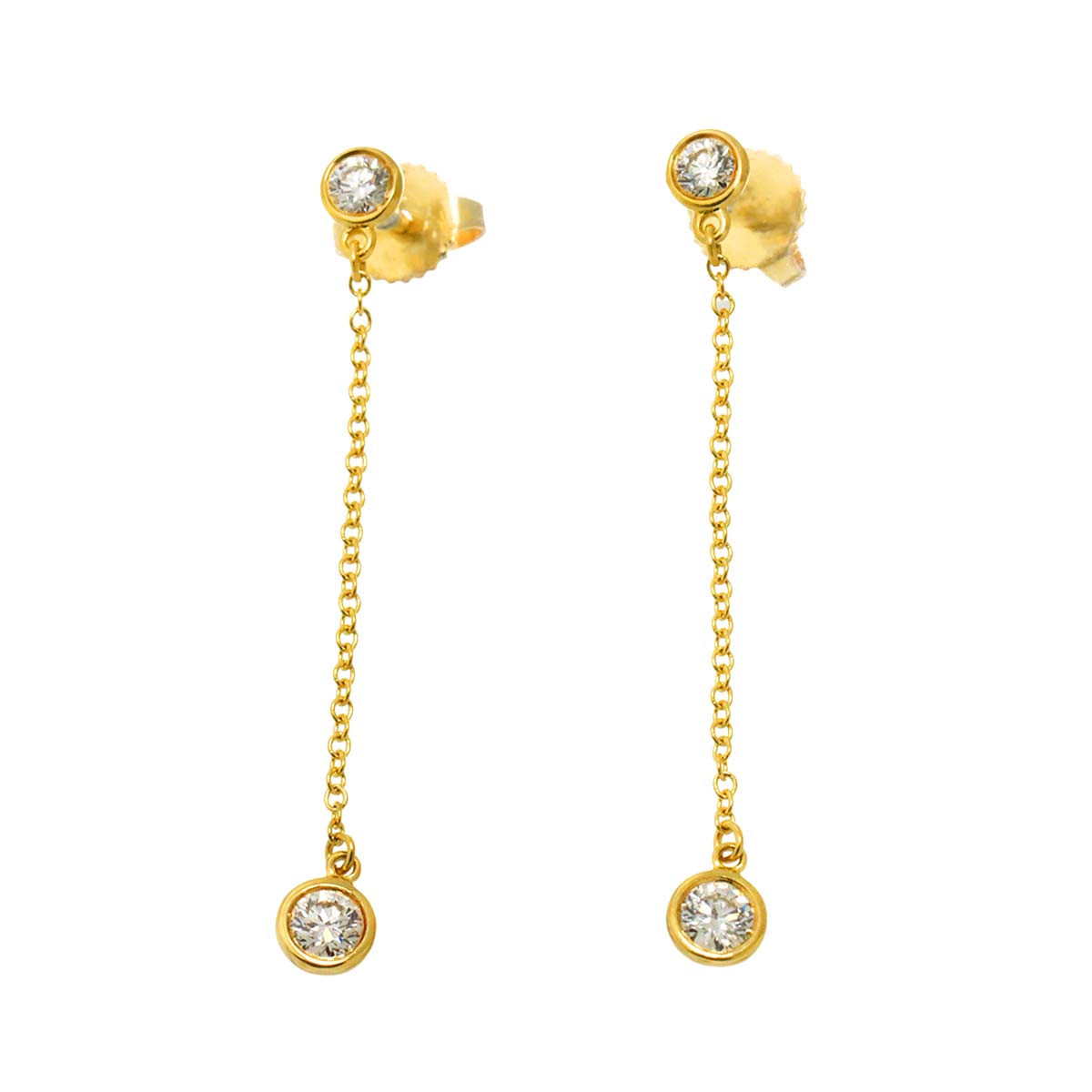 By The Yard Diamond Earrings Pierced 18K Yellow Gold 750