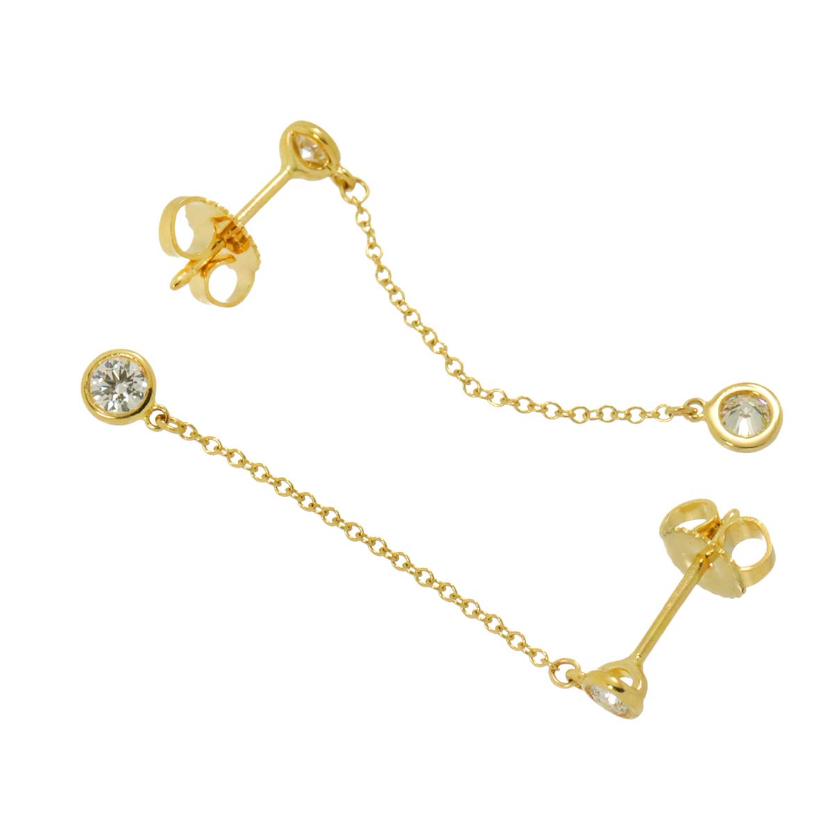 By The Yard Diamond Earrings Pierced 18K Yellow Gold 750