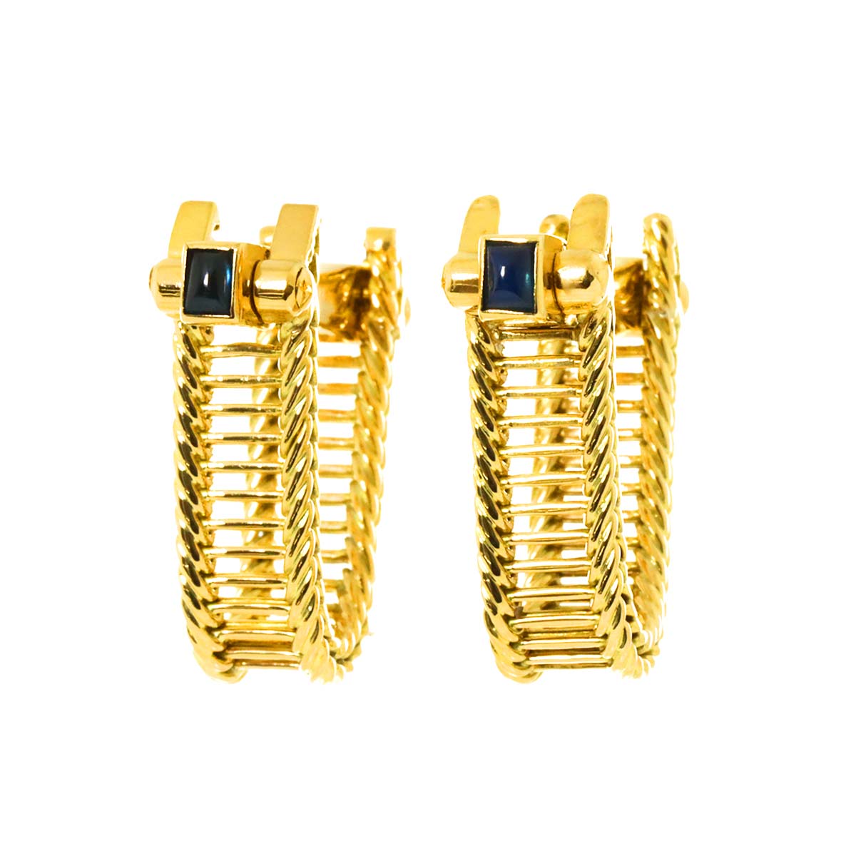 Sapphire Cuff links 18K Yellow Gold 750