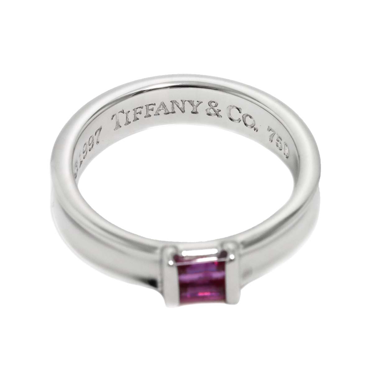Stacking Ruby Ring 18K White Gold 750 Size5.75-6(US)