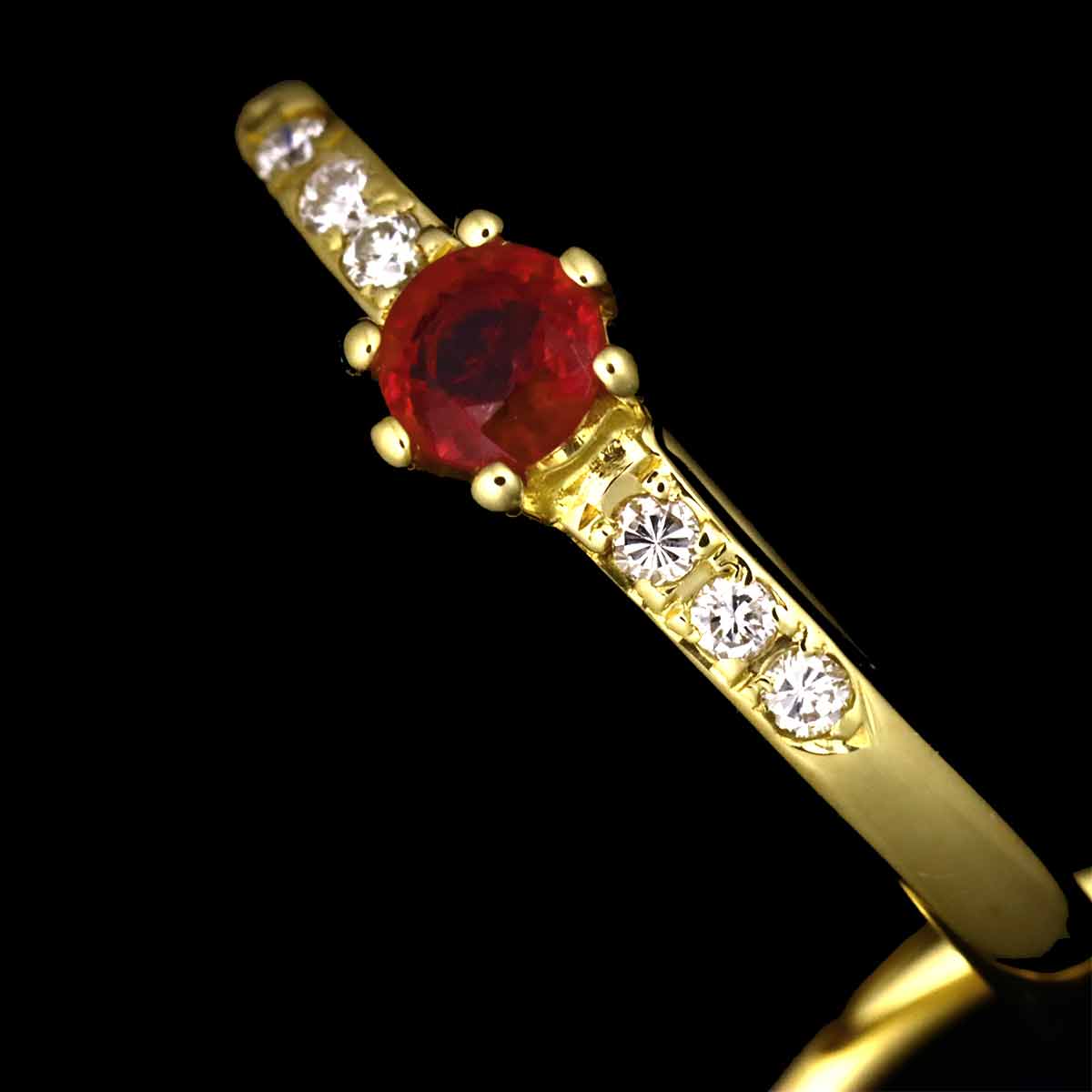 Ruby 0.17ct Diamond 0.04ct Ring 18K YG 750 size4(US)