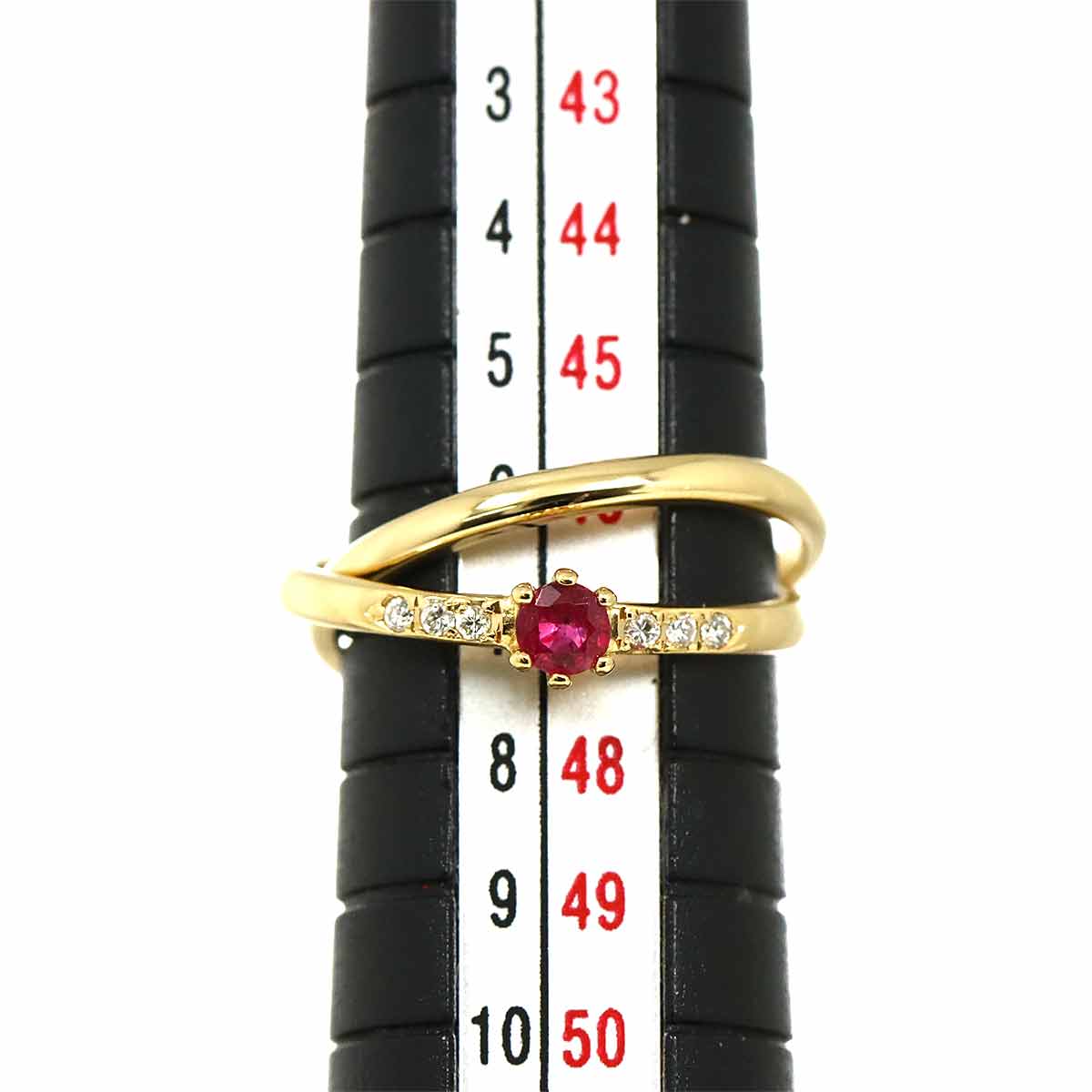 Ruby 0.17ct Diamond 0.04ct Ring 18K YG 750 size4(US)