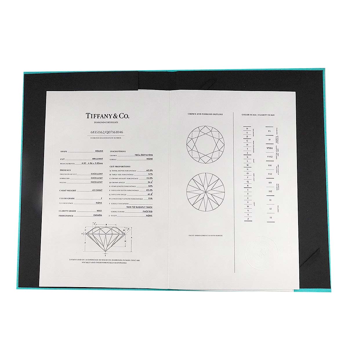 Diamond 0.43ct F/VVS1/3EX Ring Pt Platinum Size5.25(US)