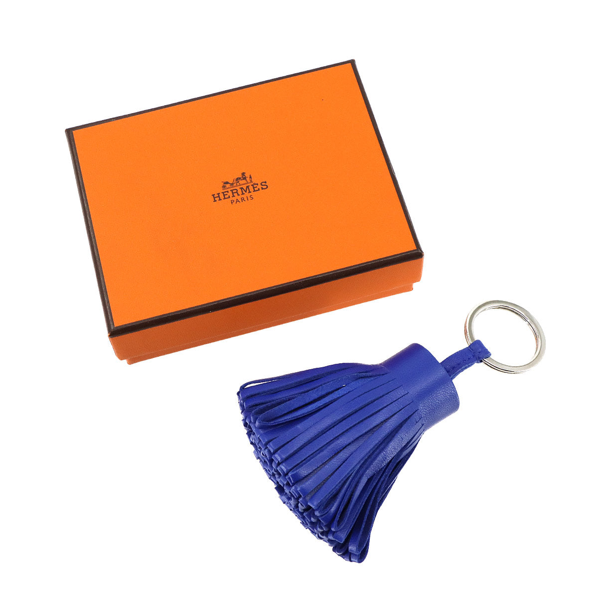 Carmen Bag Charm Key Ring Agneau Milo Blue Electrique