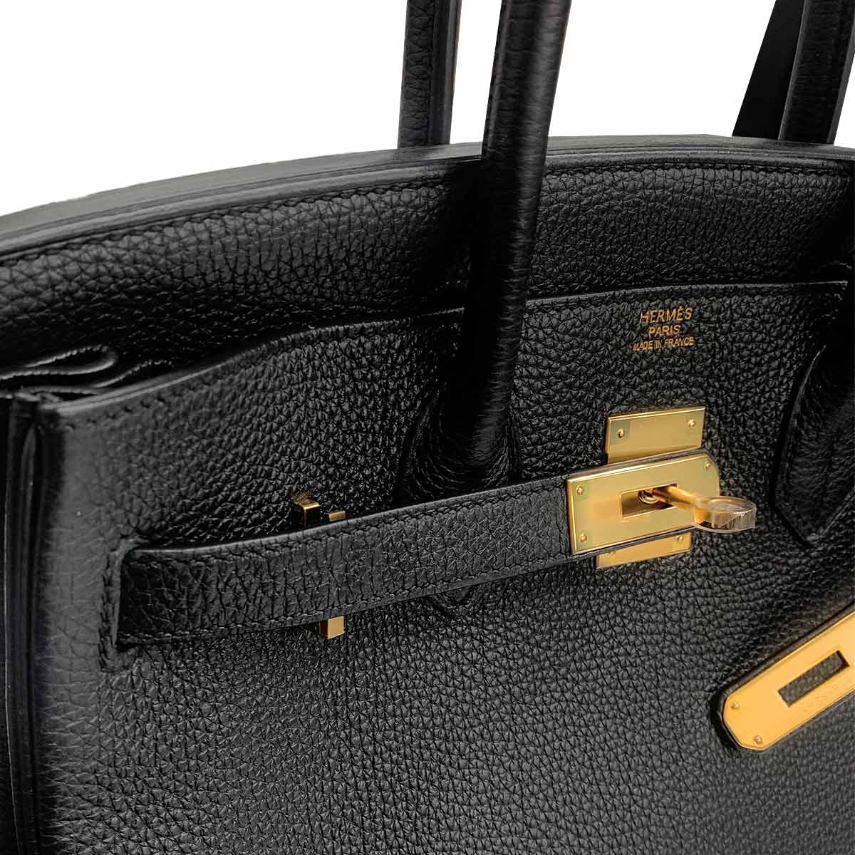 Birkin 30 Togo Leather Black Hand Bag Purse