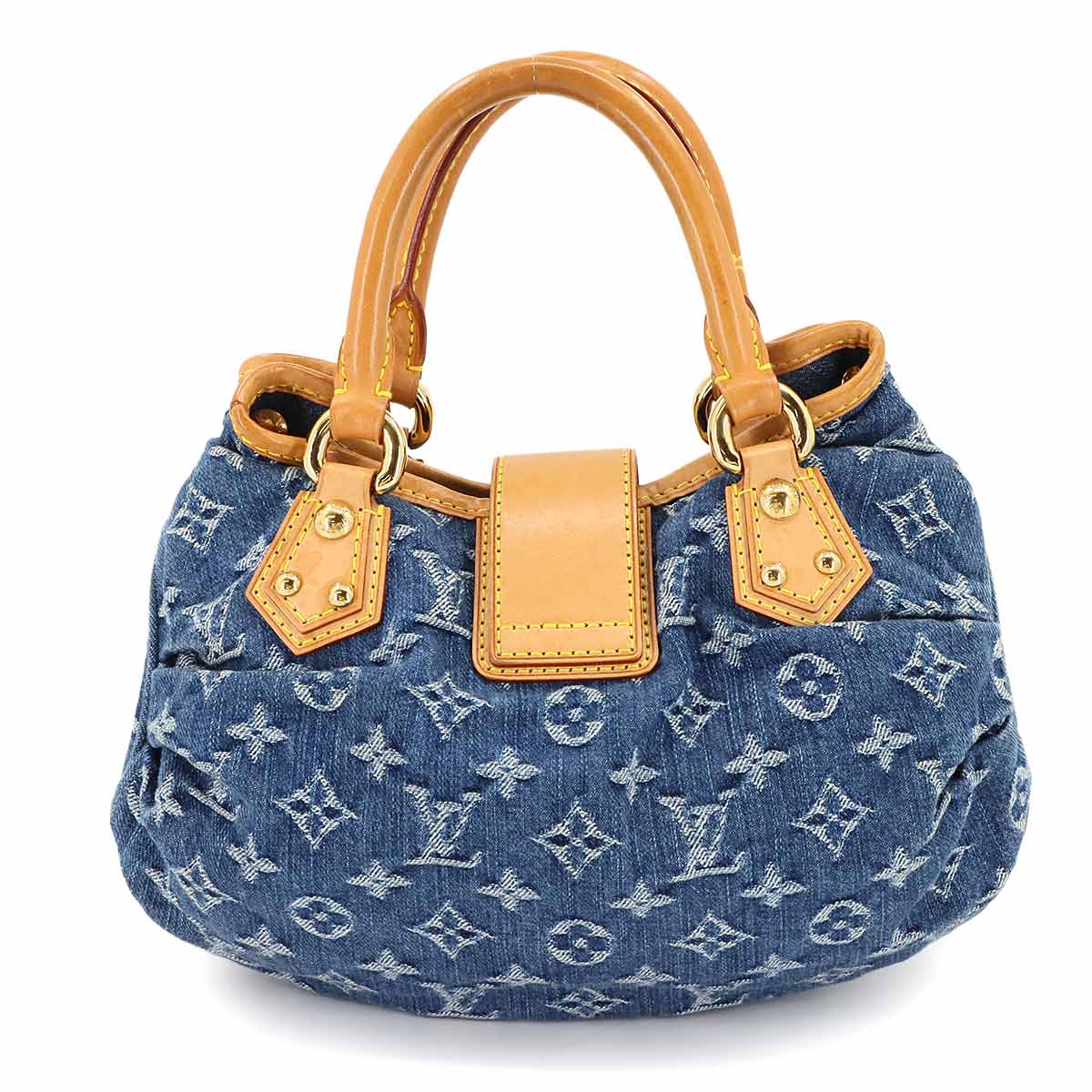 Monogram Denim Pleaty Hand Bag Canvas Blue M95020