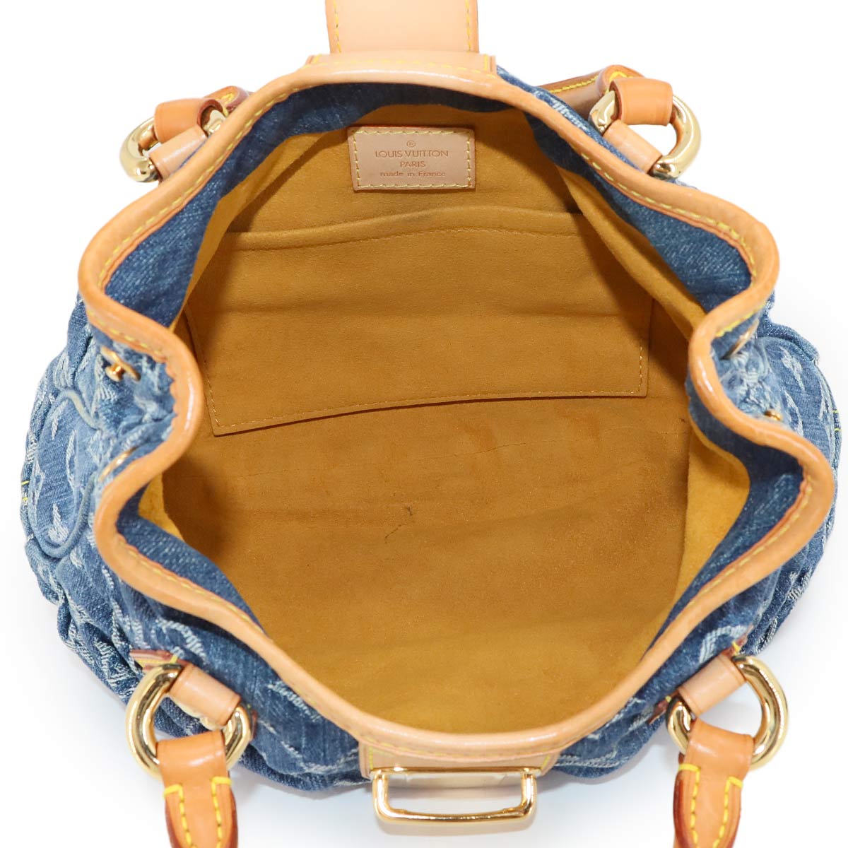 Monogram Denim Pleaty Hand Bag Canvas Blue M95020