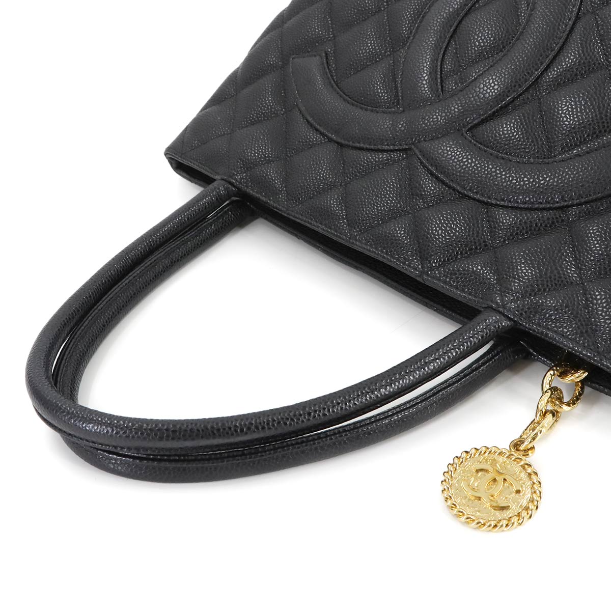 Medallion Tote Bag Leather Black A01804 Coco Logos