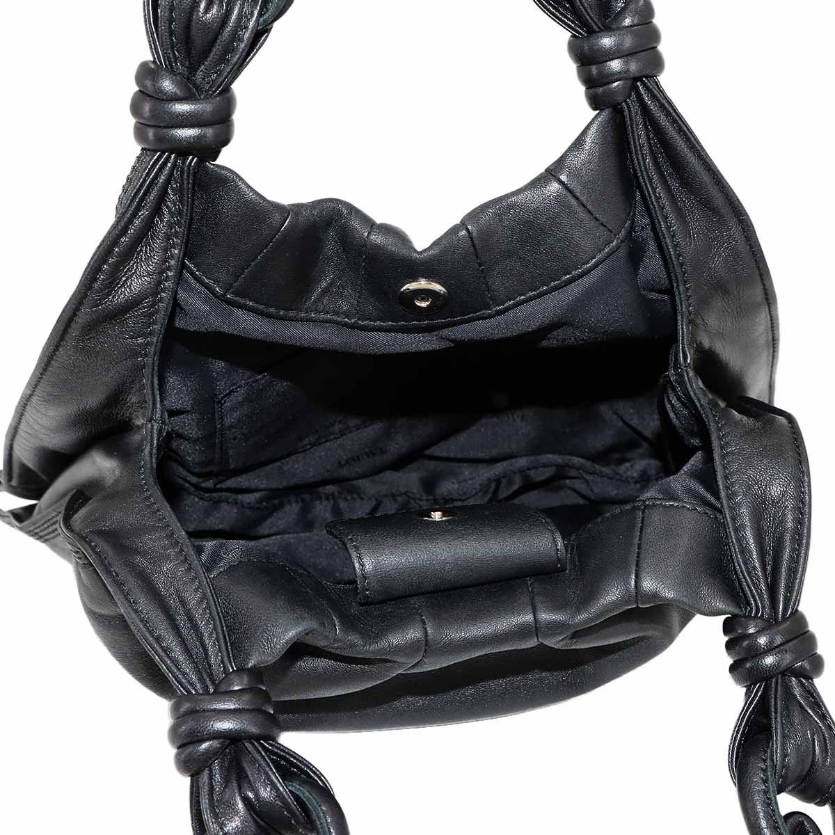 Anagram Hand Bag Leather Black Purse