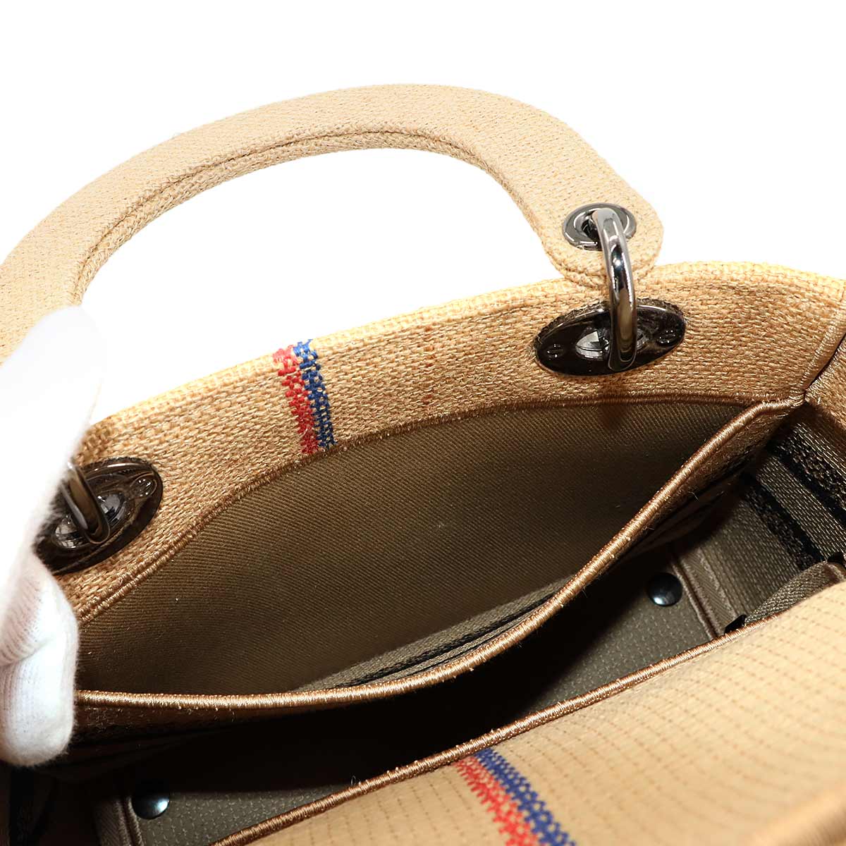 Lady D-Lite Medium Hand Shoulder Bag Jute Beige