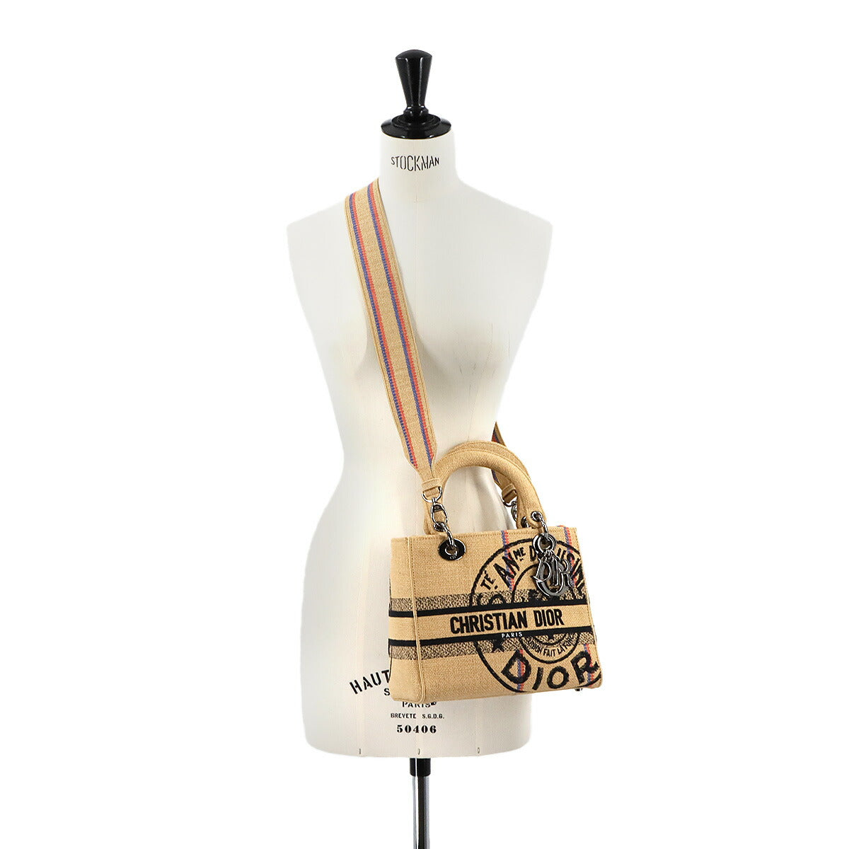 Lady D-Lite Medium Hand Shoulder Bag Jute Beige