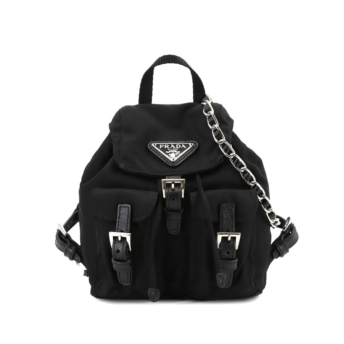 Mini Chain Shoulder Bag Nylon Leather Black BZ0029 Backpack