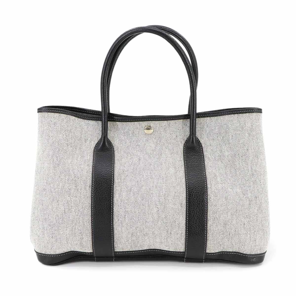 Garden Party PM Tote Bag Toile H Leather Black Gray
