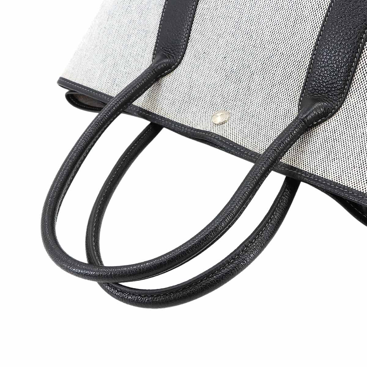 Garden Party PM Tote Bag Toile H Leather Black Gray