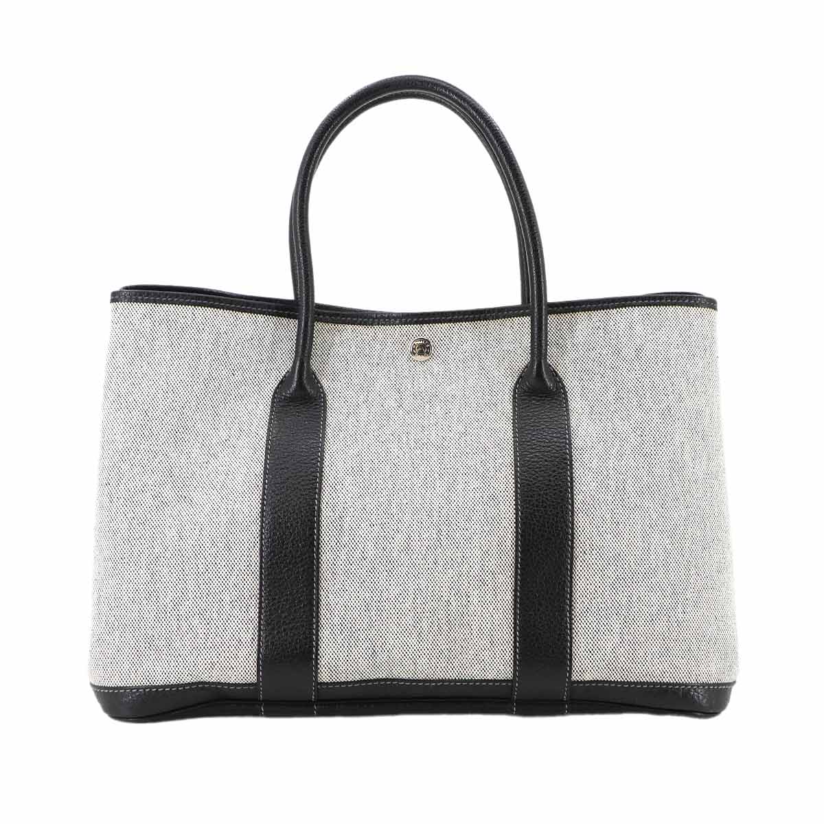 Garden Party PM Tote Bag Toile H Leather Black Gray