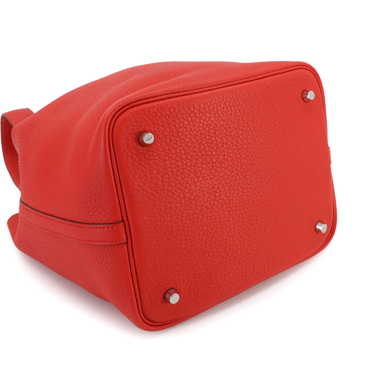 Picotin Lock MM Hand Bag Taurillon Clemence Rouge coeur Purse