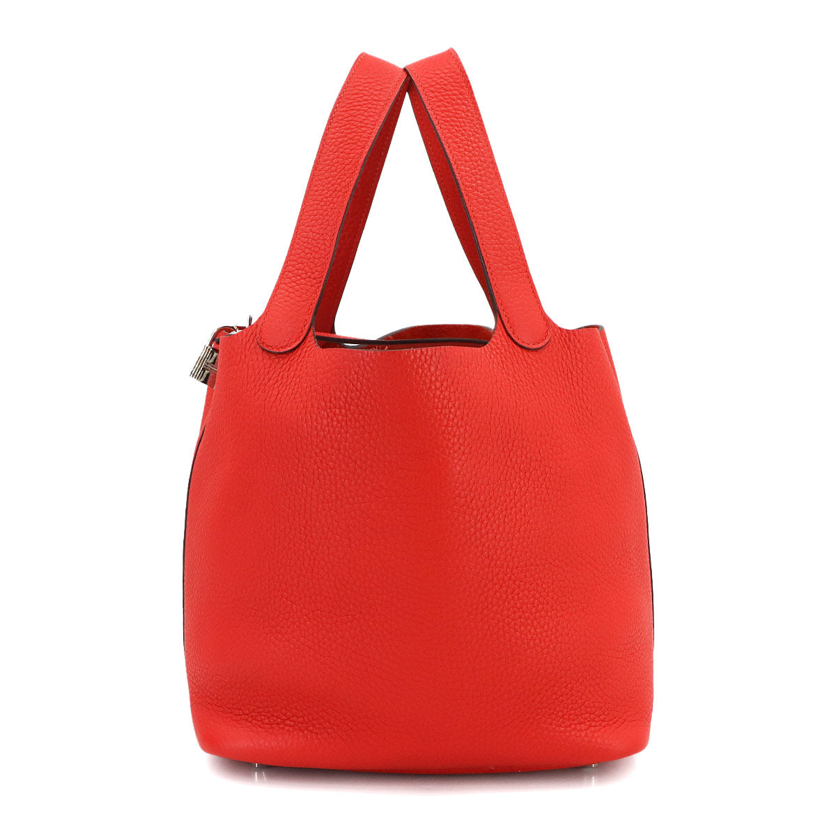 Picotin Lock MM Hand Bag Taurillon Clemence Rouge coeur Purse