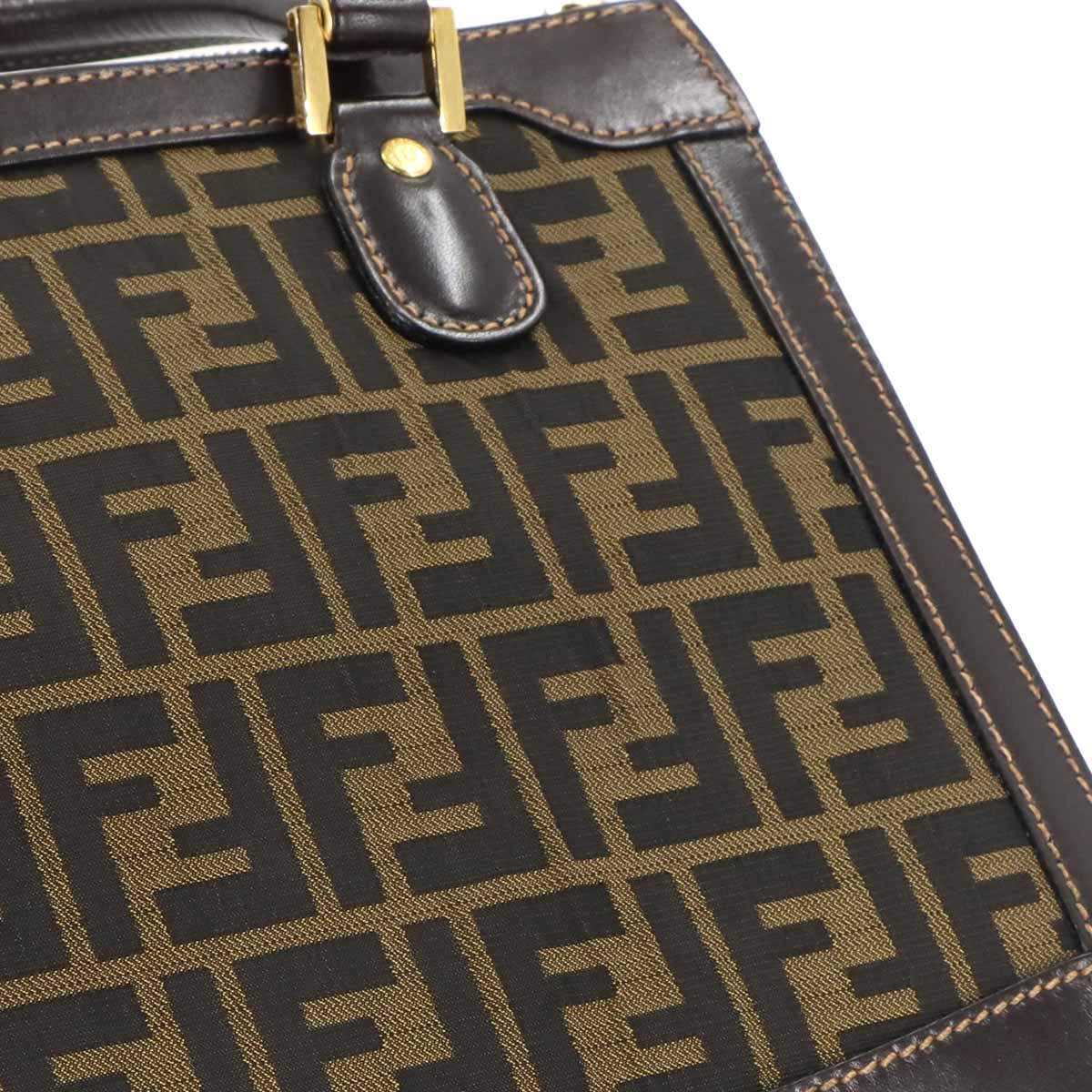 Zucca Hand Bag Canvas Leather Brown Vintage