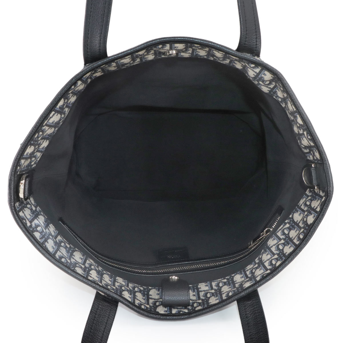 Oblique Voyage Tote Bag Canvas Leather Navy 1BOSH107