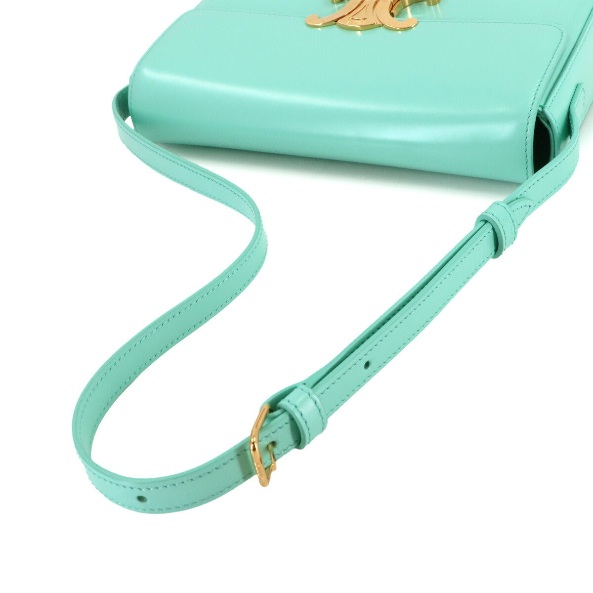 Triomphe Claude Shoulder Bag Leather Turquoise 194143BF