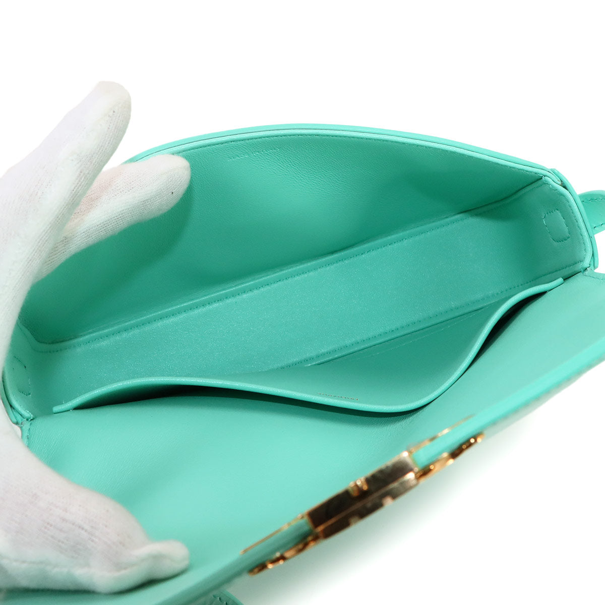 Triomphe Claude Shoulder Bag Leather Turquoise 194143BF