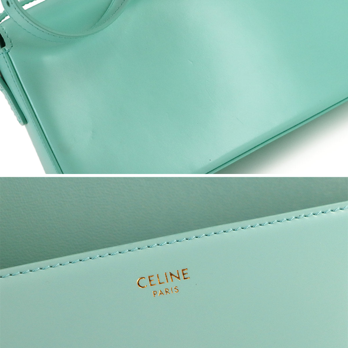 Triomphe Claude Shoulder Bag Leather Turquoise 194143BF