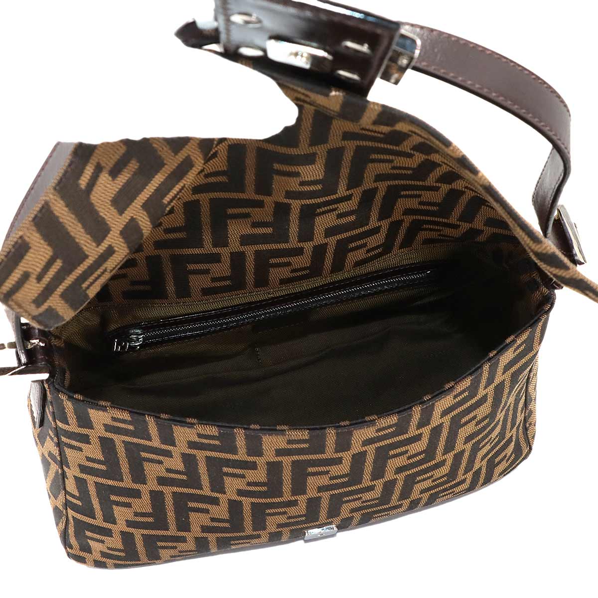 Zucca Mamma Baguette Shoulder Bag Canvas Leather Brown 26325