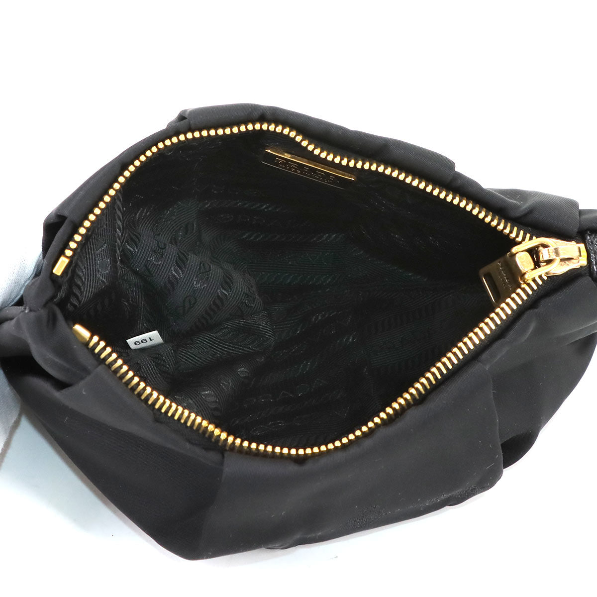 Pouch Nylon Saffiano Leather Black 1N1422 Purse