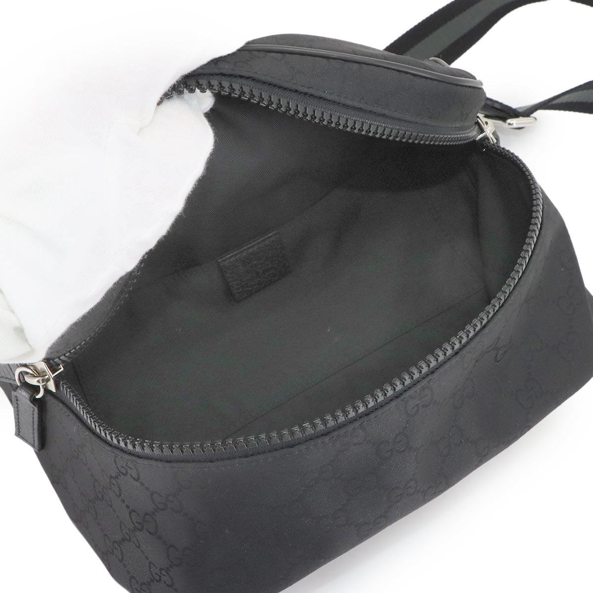 Crossbody Waist Bag GG Nylon Leather Black 449182 Purse