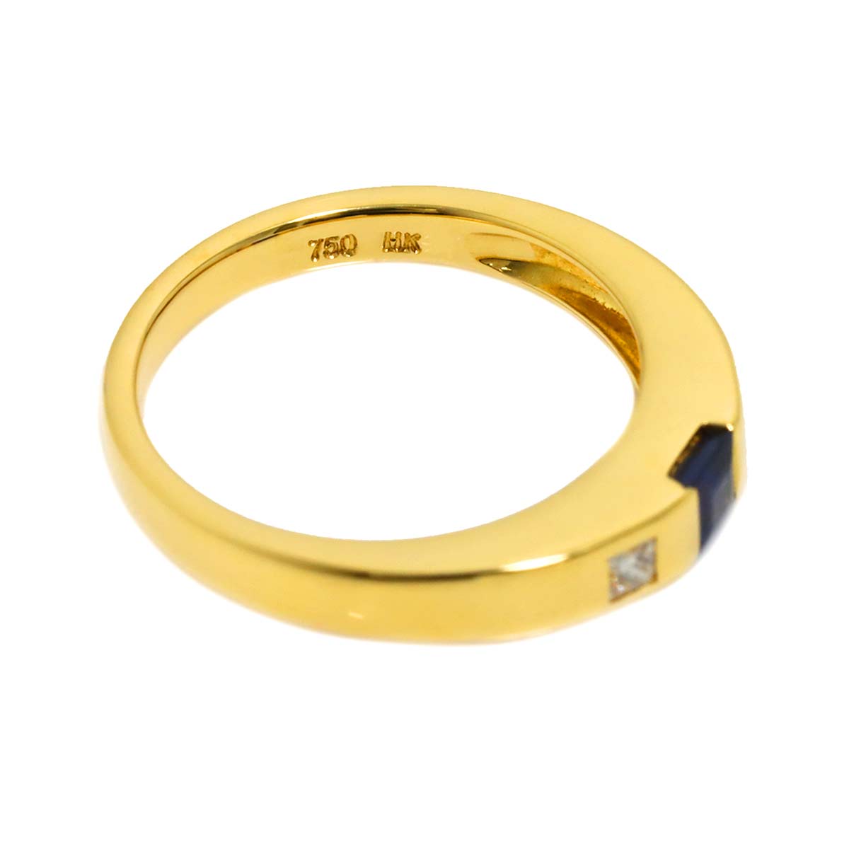 Sapphire Diamond Ring 18K YG 750 size5.25-5.5(US)