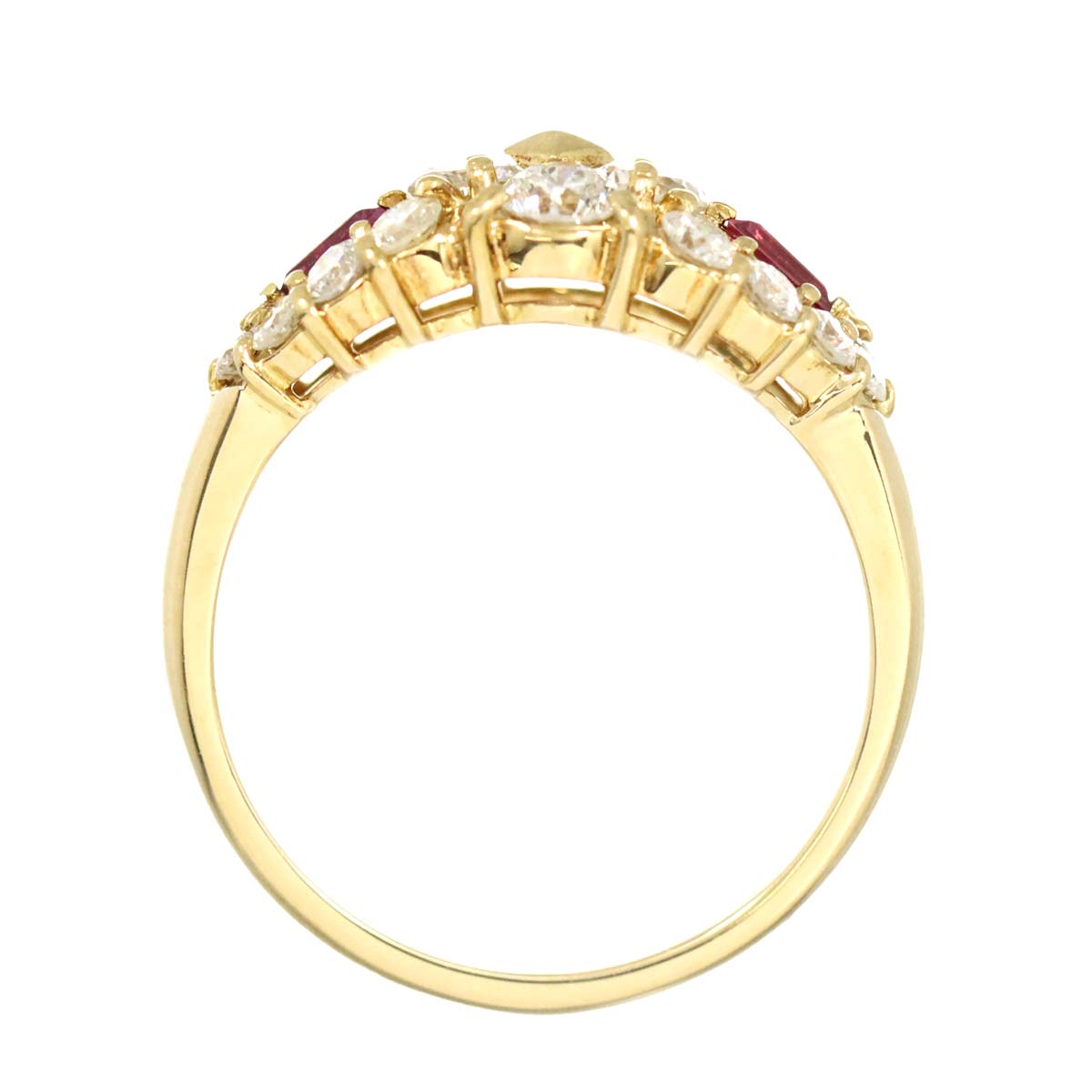 Diamond 1.02ct Ruby 0.21ct  Ring 18K Yellow Gold 750 5.75-6(US)