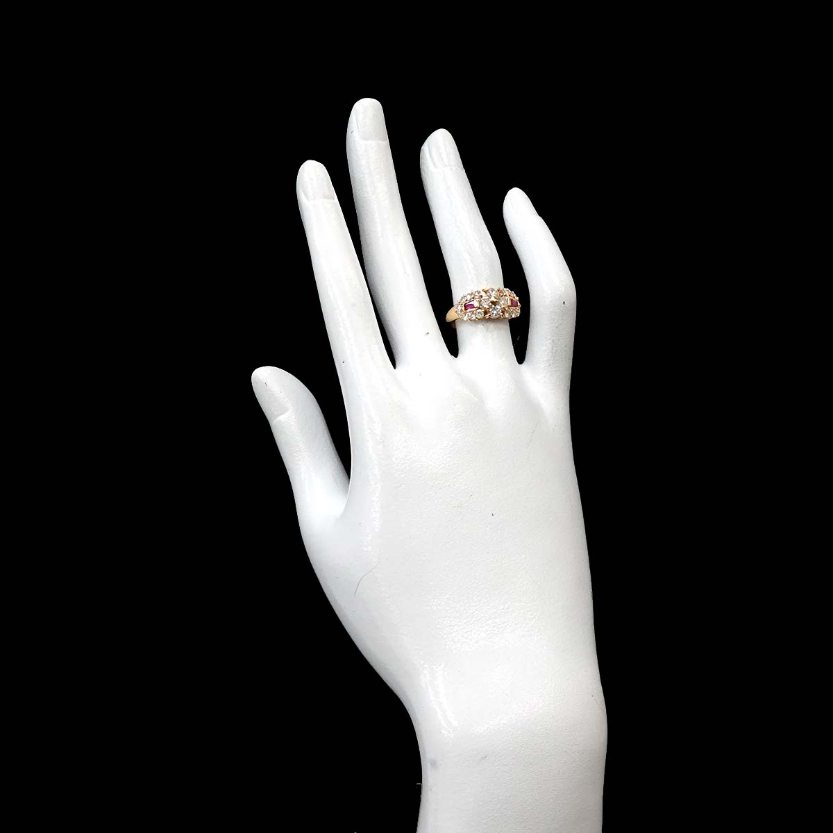 Diamond 1.02ct Ruby 0.21ct  Ring 18K Yellow Gold 750 5.75-6(US)