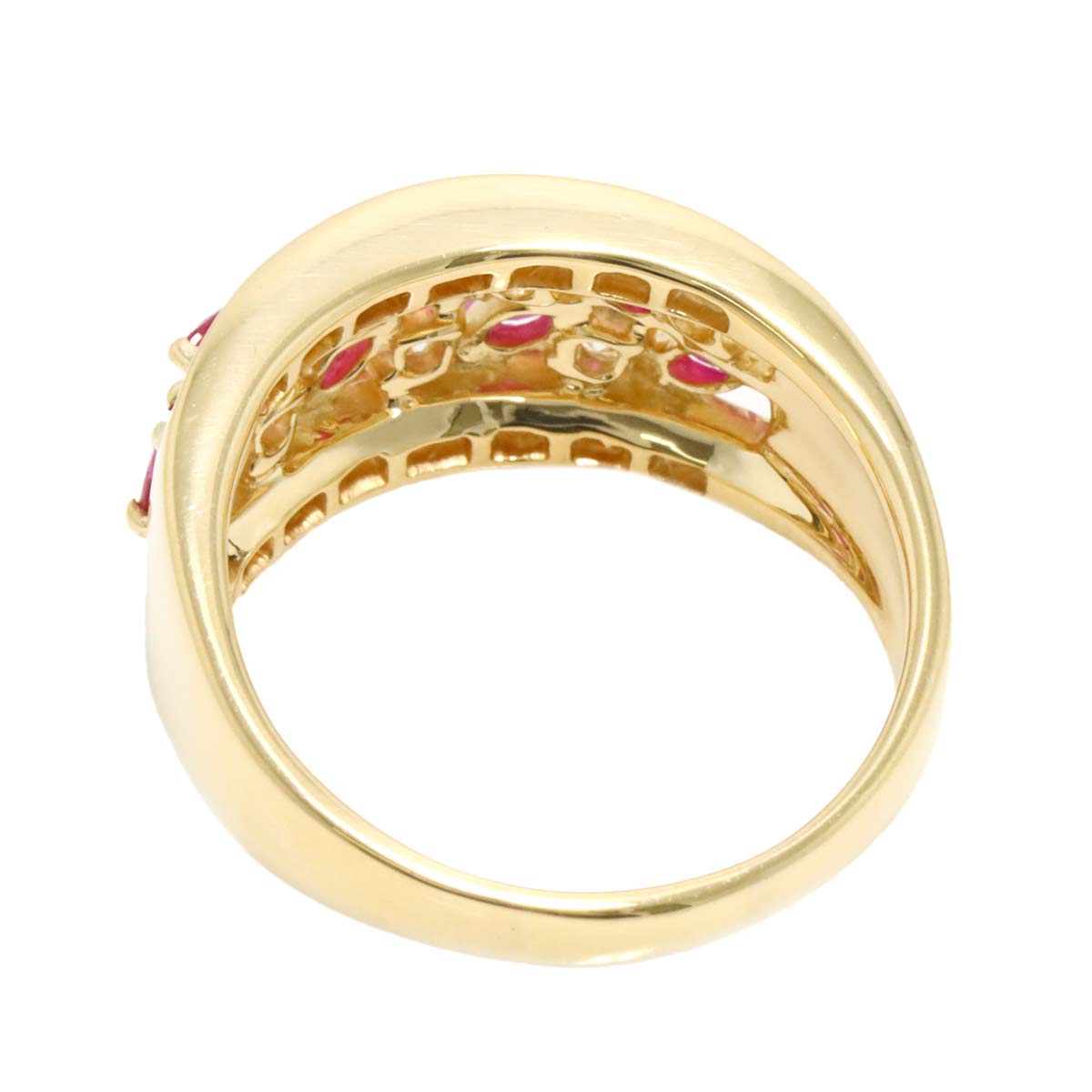 Ruby 0.84ct Diamond 1.04ct Ring 18K YG Yellow Gold 750 8.75(US)