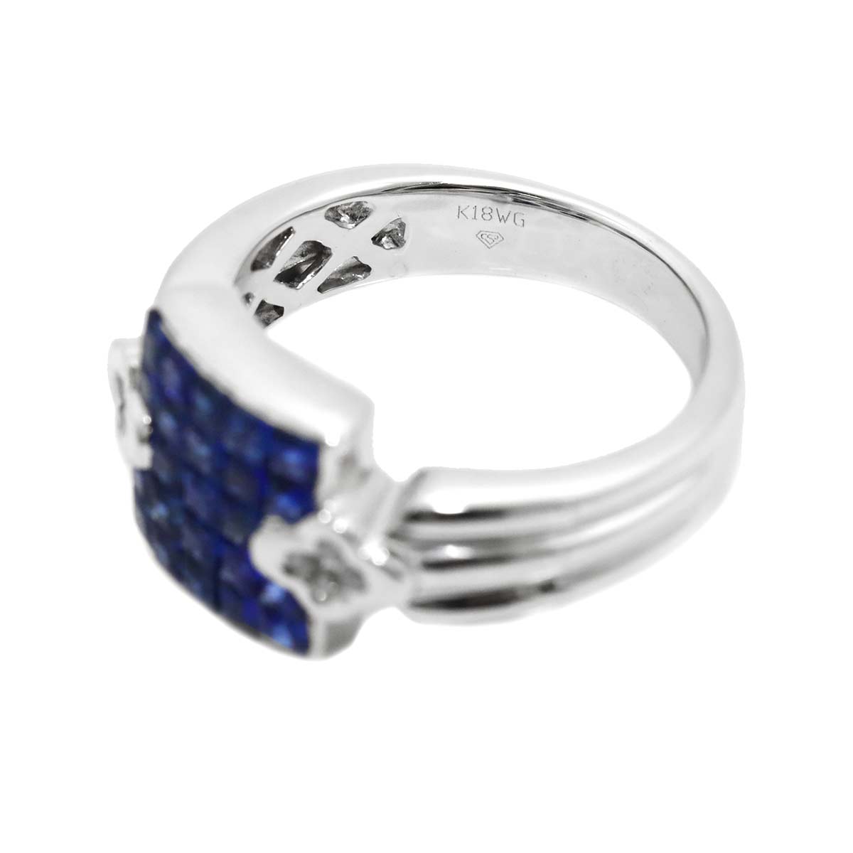 Sapphire Diamond Ring 18K WG 750 size5.5-5.75(US)
