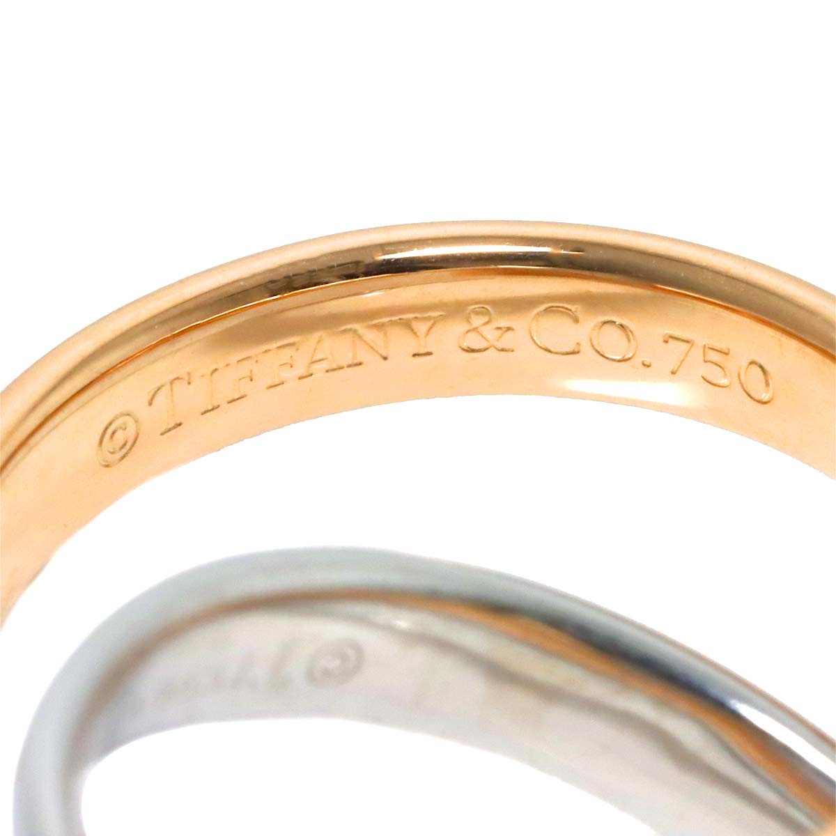 Interlocking Ring 18K PG 750 Silver 925 size4.5-4.75(US)