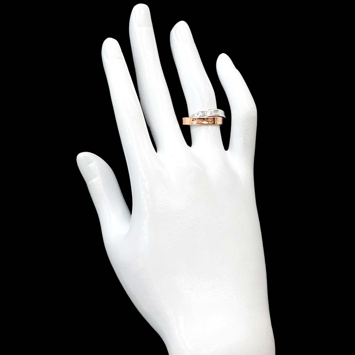 Interlocking Ring 18K PG 750 Silver 925 size4.5-4.75(US)