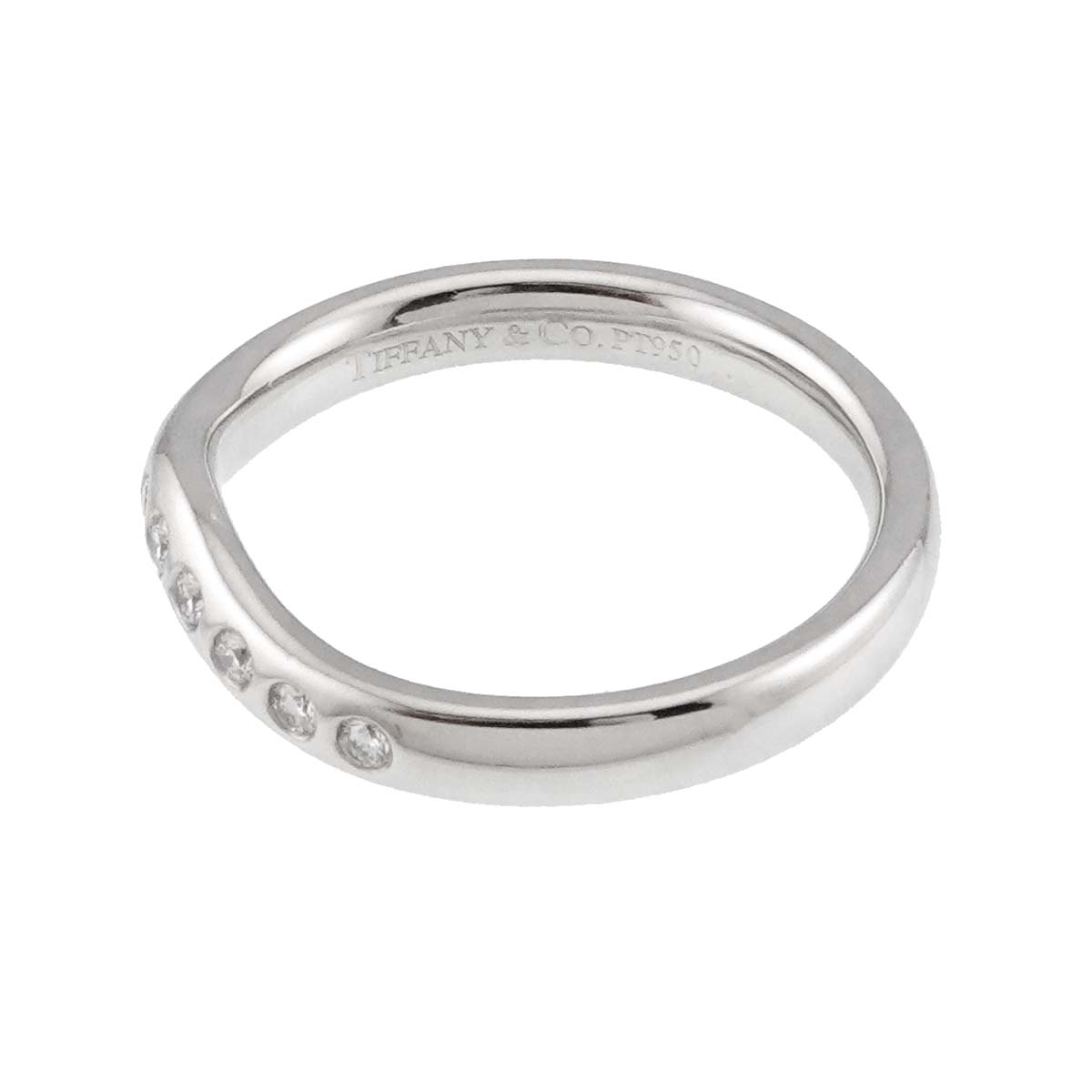 Wide Curved Band Diamond Ring Pt Platinum Size5.5-5.75(US)