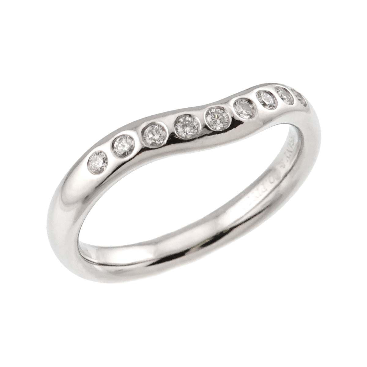 Wide Curved Band Diamond Ring Pt Platinum Size5.5-5.75(US)