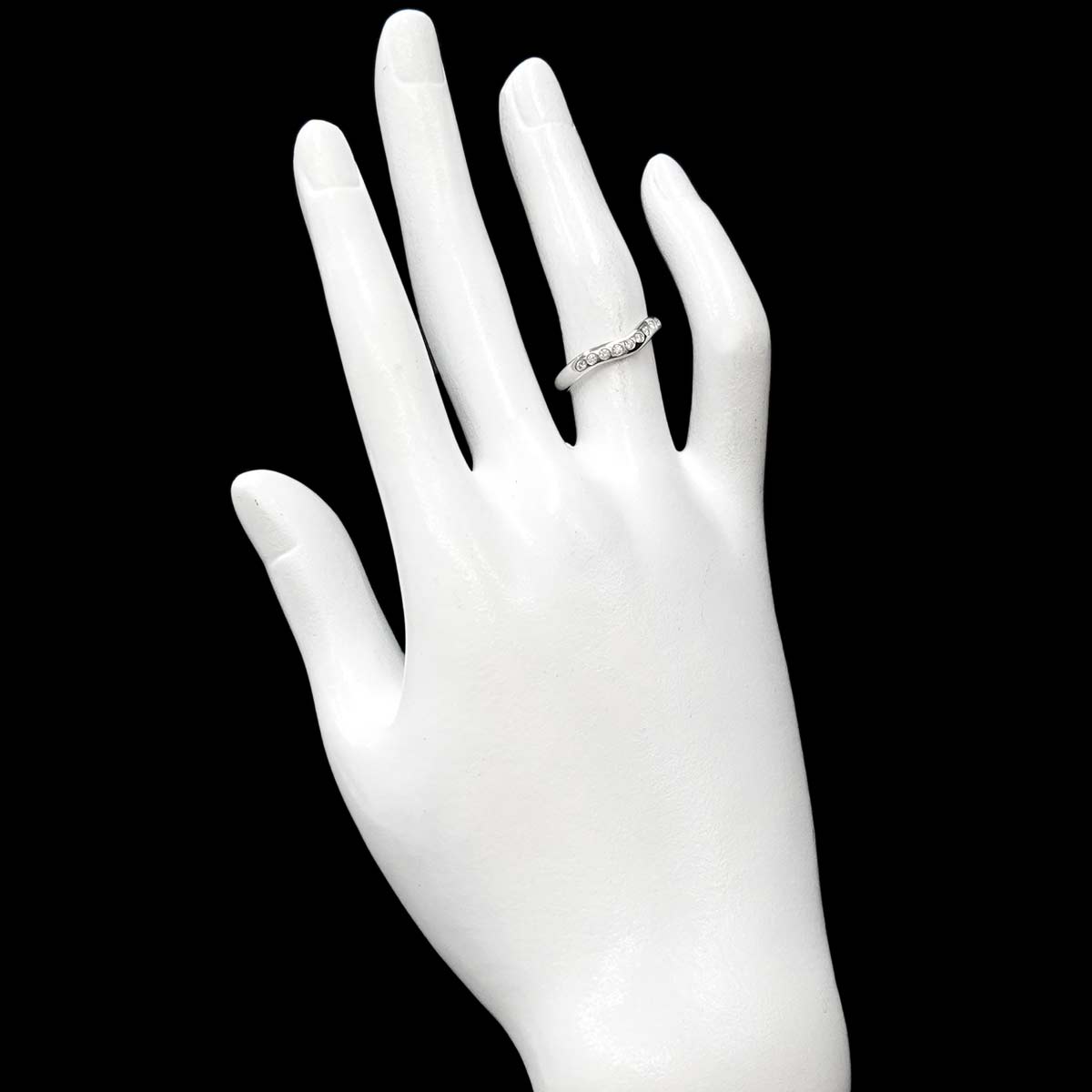 Wide Curved Band Diamond Ring Pt Platinum Size5.5-5.75(US)